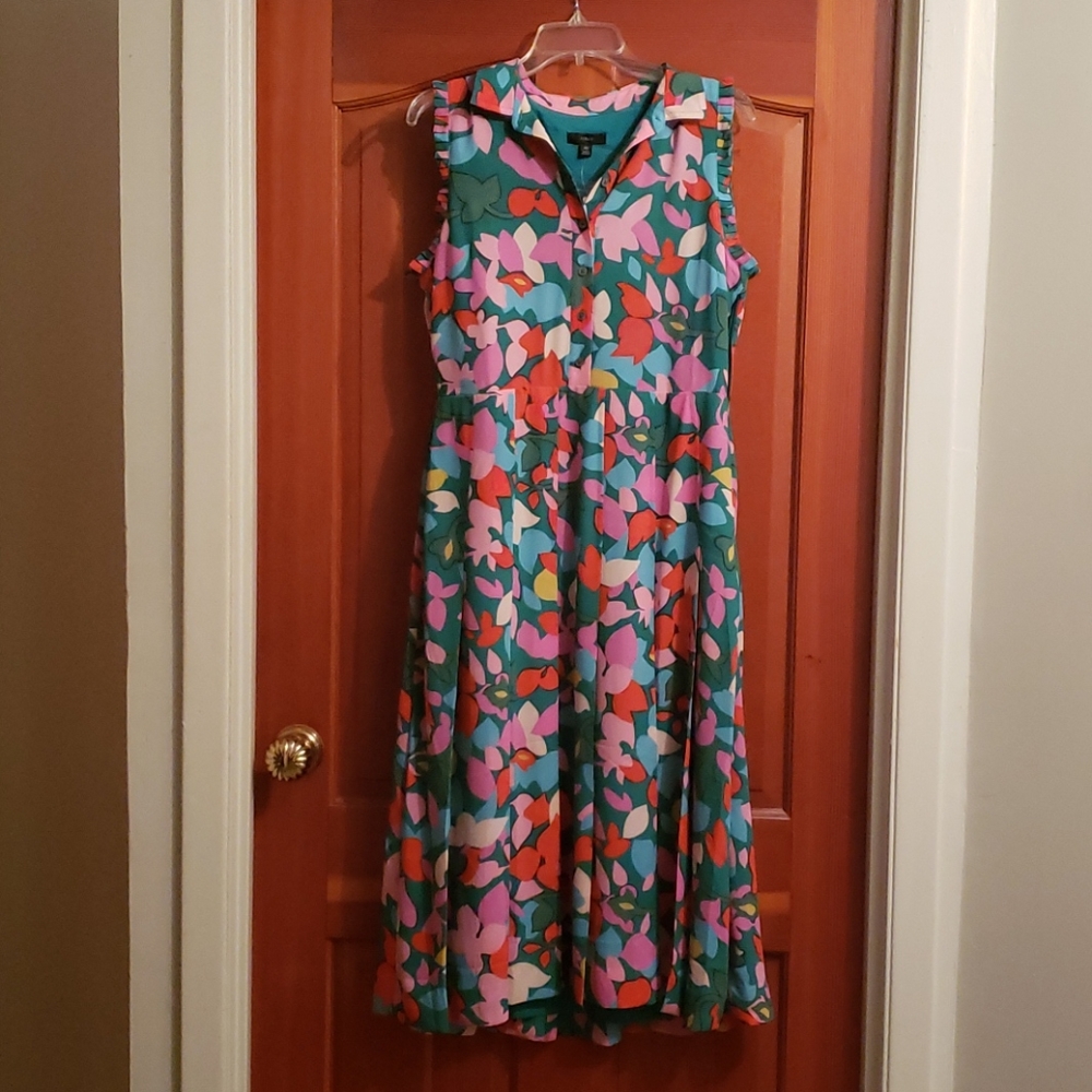 NWT J. Crew bright patterned Dress, Size 10